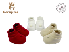 Imagem do Kit 3 Pares Sapatinho Pompom e Bombe Recem Nascido Corujitos