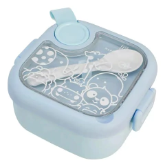 KIT COM TIGELA 2 ESTÁGIOS, COLHER E TESOURA ALIMENTAR AZUL MARCUS & MARCUS