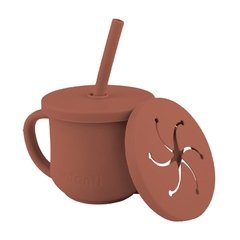 COPO SILICONE CANUDO/SNACK TERRACOTA INFANTI