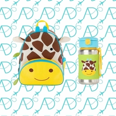 KIT ESCOLAR MOCHILA + GARRAFA INOX GIRAFA ZOO SKIP HOP
