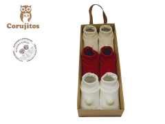 Kit 3 Pares Sapatinho Pompom e Bombe Recem Nascido Corujitos - loja online