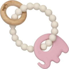 MORDEDOR EM SILICONE E BAMBU ELEFANTE ROSA BUBA - comprar online
