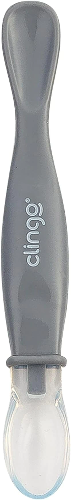 COLHER SILICONE PONTA DUPLA COLORS CINZA CLINGO