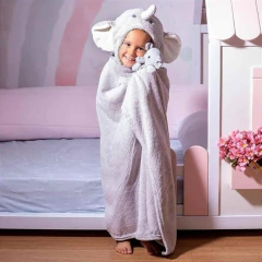 TOALHA BEBE 0,80X1,25 LACO 3D POWER SEC ANIMADA ELEFANTE CINZA - comprar online