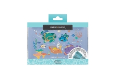 BOX DE REFEIÇÃO COM 2 DIVISÓRIAS REMOVÍVEIS EM SILICONE 700ML SEALIFE AZUL MARCUS & MARCUS - comprar online