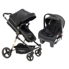 CARRINHO + BEBE CONFORTO TS ASTON + BASE LINE GOLD/PRETO PREMIUMBABY