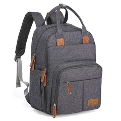 MOCHILA DE MATERNIDADE ALICE CINZA ESCURO LAÇO BEBE