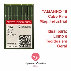 Caixa com 10 Agulhas Para Máquina Industrial CABO FINO - Tamanho: 16