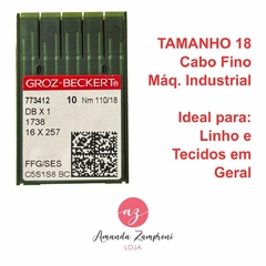 Caixa com 10 Agulhas Para Máquina Reta Industrial CABO FINO - Tamanho: 18