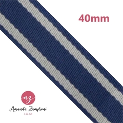 Alça Chique - 40mm - Listras Azul Marinho e Cinza