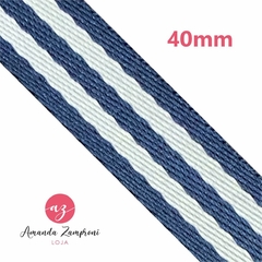 Alça Chique - 40mm - Listras Azul Marinho e Branca