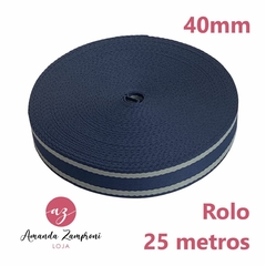 Rolo Alça Chique - 40mm - Listras Azul Marinho e Cinza
