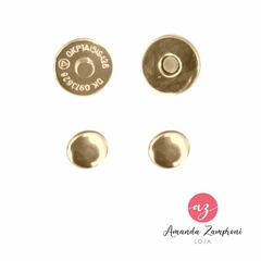 Botão Imã Acabamento Rebite Duplo 18 - Dourado Latonado