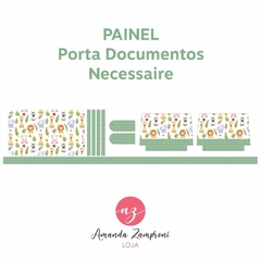 Painel - Porta Documentos e Necessaire - Safari com Verde - Sintético Doll