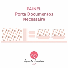 Painel Porta Documentos e Necessaire - Ursinha Rosa - Sintético Duna - comprar online