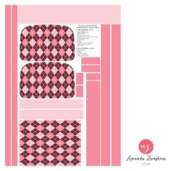 Painel - Bolsa Amanda e Clutch - Xadrez Rosa - Sintético Prada