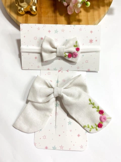 Laço de linho mãe e filha