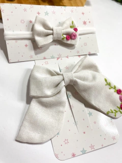 Laço de linho mãe e filha - comprar online