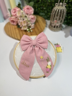 Laço de linho personalizado - Mimos da lis Laço 