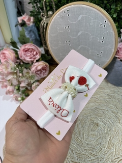Faixinha em linho personalizado - Mimos da lis Laço 