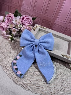 Imagem do Laço em linho personalizado infantil luxo