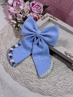 Laço em linho personalizado infantil luxo - loja online