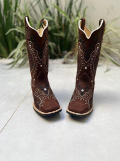 BOTA TEXANA TRIBAL PRETO COURO NOBUCK MARROM - comprar online