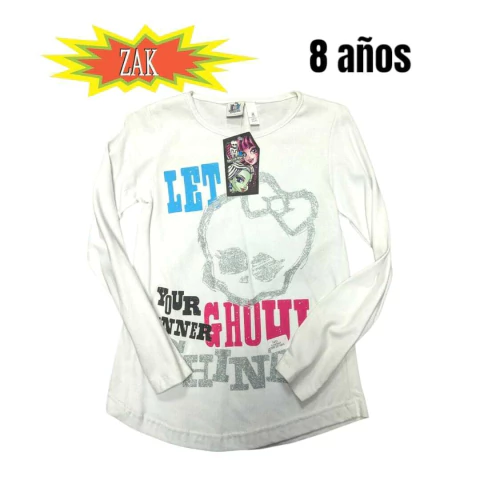 Remera manga larga monster high 8 años