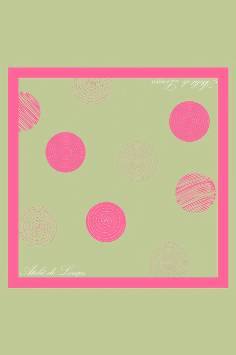 Lenço Círculos Candy Color Verde e Rosa