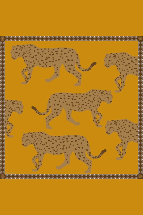 Lenço animal print onças andando TAM 70x70 cm - Ateliê dos Lenços