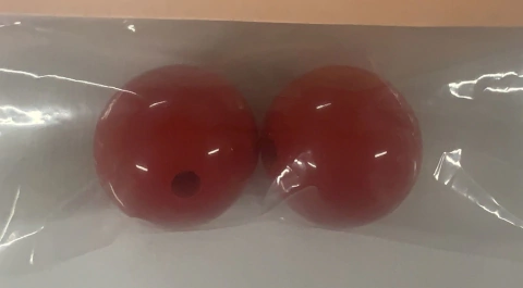 BOLA ACRÍLICA COM PASSANTE VERMELHO 2 UNIDADES BL04