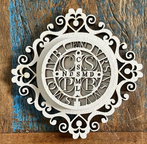 MEDALHA ESCAPULÁRIO SÃO BENTO BRANCO P OA08