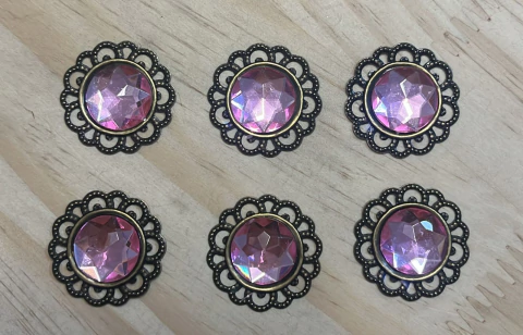 BASE REDONDA C/ CHATON OURO ENVELHECIDO - 3cm