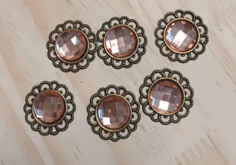 BASE REDONDA C/ CHATON OURO ENVELHECIDO - 3cm