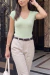 REMERA KNIT CALADO ESCOTE V SIN MANGAS - tienda online
