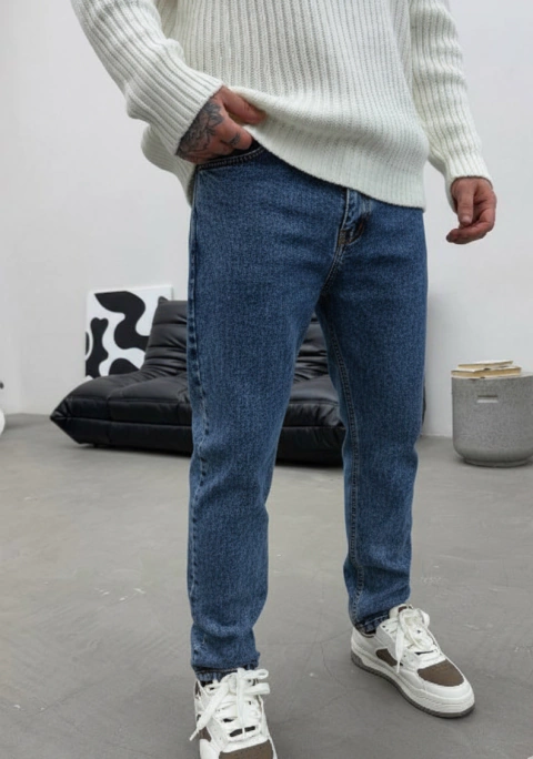 Pantalón Mom Azul Medio Tela Rígida – Estilo Urbano - Livo 38 al 50 - comprar online