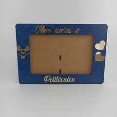 Porta Retrato em Mdf Pintado com Apliques em Acrilico Dourado
