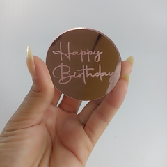 Medalha em acrílico espelhado Happy Birthday - Art e Cina