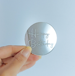 Imagem do Medalha em acrílico espelhado Happy Birthday