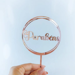 Kit com 3 topos em Acrílico espelhado Parabéns c/ Circulo - comprar online