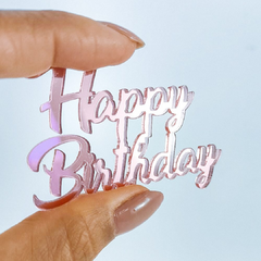 Aplique em acrílico espelhado Happy Birthday - loja online