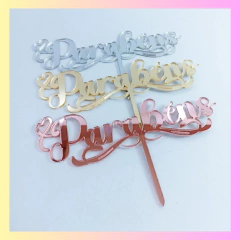 Kit com 3 topos em acrílico espelhado Parabéns C/ arabesco - comprar online