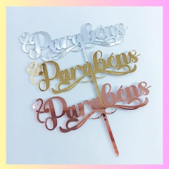 Kit com 3 topos em acrílico espelhado Parabéns C/ arabesco - comprar online