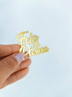 Aplique em acrílico espelhado dourado Feliz Páscoa na internet