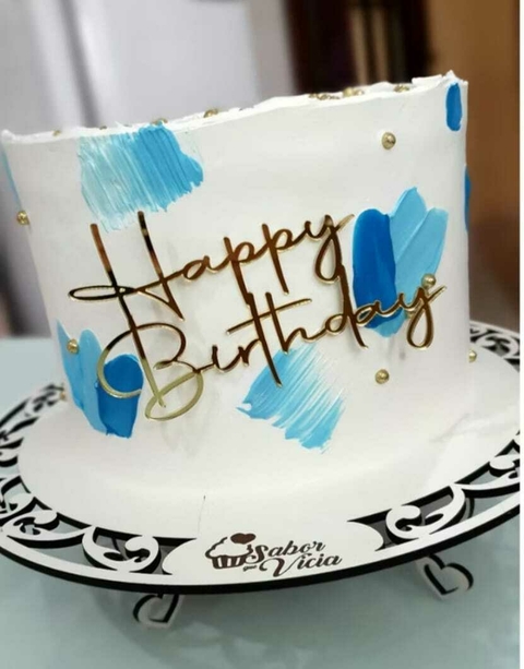 Aplique em acrílico espelhado Happy Birthday - comprar online