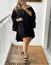 Vestido Curto, Bata, babado na manga e na barra, Vestido Hellen