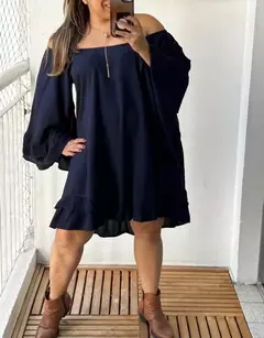 Vestido Curto, Bata, babado na manga e na barra, Vestido Hellen - Lunaê Store