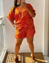 Conjunto de Blusa e Shorts, Blusa Ampla -Conjunto Ester