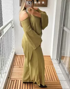 Conjunto de Blusa Pantalona e Cinto couro Ecológico - Lunaê Store