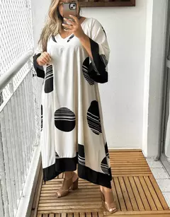 Vestido Longo, Manga curta Poá-Vestido Maya